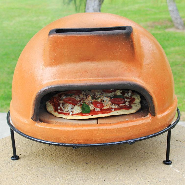 Tierra Firme Clay Countertop WoodFired Pizza Oven in Orange/Black